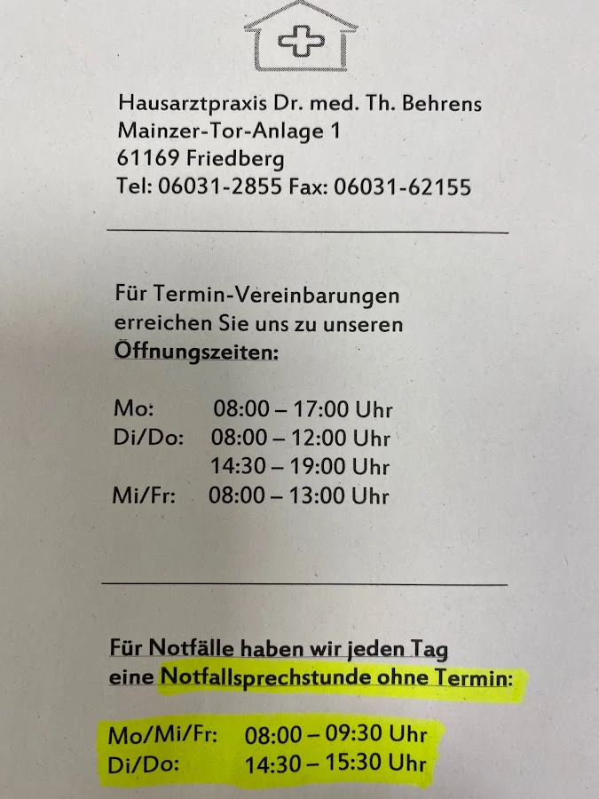 1 - Dr.med. Thomas Behrens Facharzt für Allgemeinmedizin